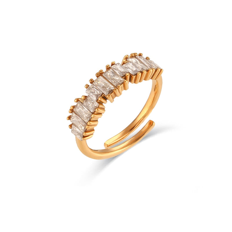 Anel Cravejado de Zirconia folheado em ouro 18k